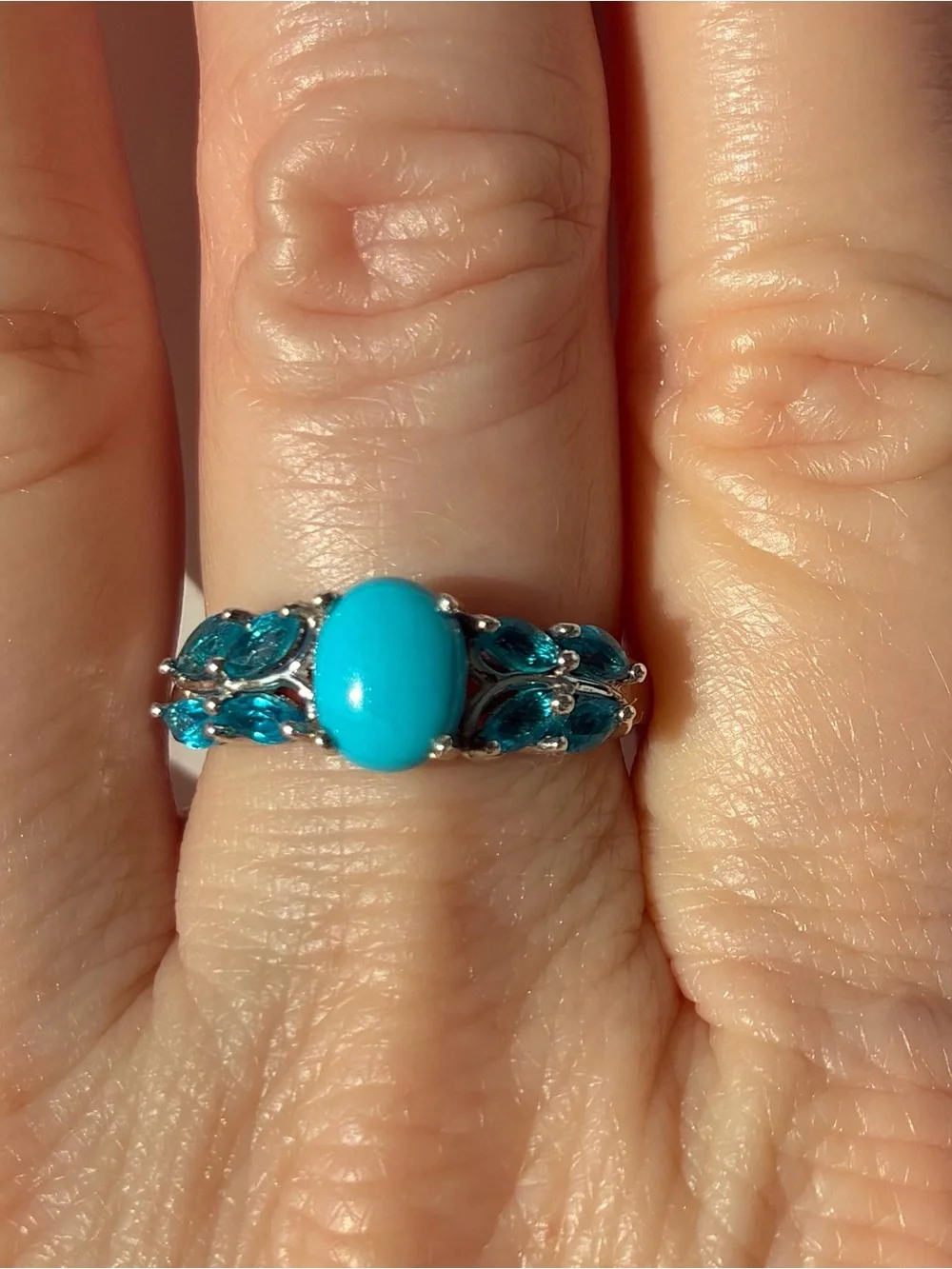 Sleeping Beauty Turquoise & Blue Apatite Band Ring
